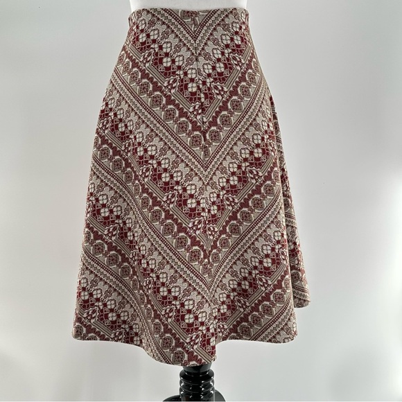 Vintage womens handmade fits as a size XS maroon tan midi 70s - Picture 4 of 7